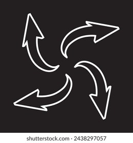 Inward arrow icon vector. Four Arrows icon sign symbol vector. Arrow pointing center vector icon illustration isolated on black background