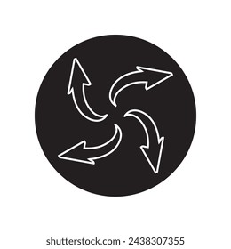 Inward arrow icon vector. Four Arrows logo design. Arrow pointing center vector icon illustration in circle isolated on white background