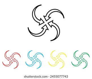 Inward arrow icon vector. Four Arrows icon sign symbol in trendy flat style. Set elements in colored icons. Arrow pointing center vector icon illustration isolated on white background