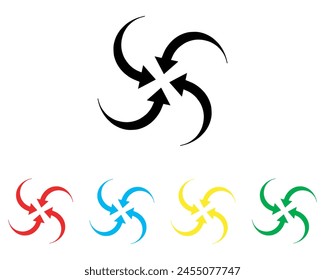 Inward arrow icon vector. Four Arrows icon sign symbol in trendy flat style. Set elements in colored icons. Arrow pointing center vector icon illustration isolated on white background