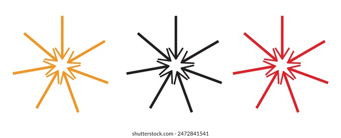 Inward arrow icon vector. Four Arrows icon in trendy flat style. Set elements in colored icons. Arrow pointing center vector icon on white background