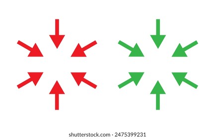 Inward arrow icon vector. Four Arrows icon sign symbol vector. Arrow pointing center vector icon illustration isolated on white background