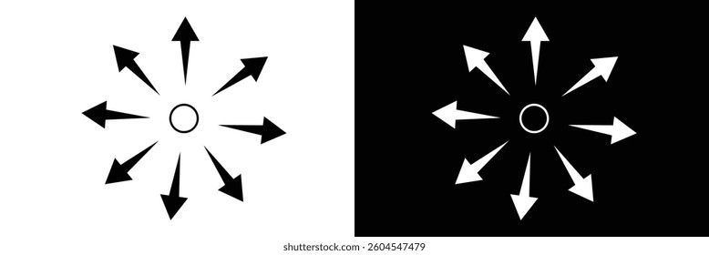 Inward arrow icon vector. Four Arrows icon sign symbol vector. Arrow pointing center vector icon illustration isolated on white background .Vector Illustration .EPS 10 .
