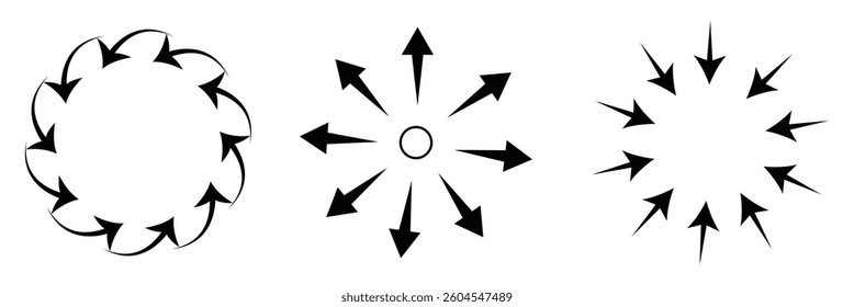 Inward arrow icon vector. Four Arrows icon sign symbol vector. Arrow pointing center vector icon illustration isolated on white background .Vector Illustration .EPS 10 .