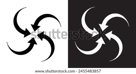 Inward arrow icon vector. Four Arrows icon sign symbol in trendy flat style. Arrow pointing center vector icon illustration isolated on white and black background