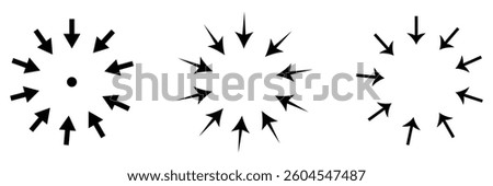 Inward arrow icon vector. Four Arrows icon sign symbol vector. Arrow pointing center vector icon illustration isolated on white background .Vector Illustration .EPS 10 .