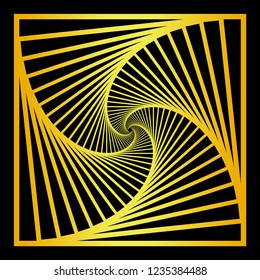 Inward concentric  rotating, spirally squares abstract geometric background . stairs optical illusion pattern. 