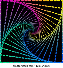 Inward concentric rotating, spirally squares abstract geometric background . stairs optical illusion pattern.