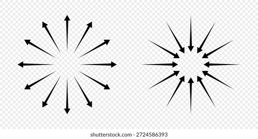 Flechas hacia adentro y hacia afuera en circular