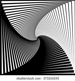 Inward rotating, spirally squares abstract monochrome background