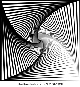 Inward rotating, spirally squares abstract monochrome background