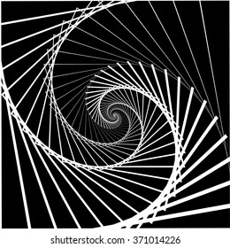 Inward rotating, spirally squares abstract monochrome background