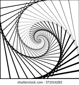 Inward rotating, spirally squares abstract monochrome background