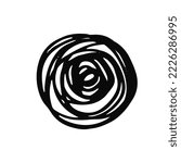 inward swirling circular hatching - hand drawn doodle drawing
