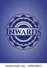 Inwards emblem with jean texture. Vector Illustration. Detailed.