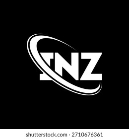 Logotipo de INZ. Carta INZ. INZ diseño de logotipo de la letra. Logotipo de INZ inicial vinculado con el círculo y el logotipo del monograma en mayúsculas. TIPOGRAFÍA INZ para tecnología, negocio y marca inmobiliaria.