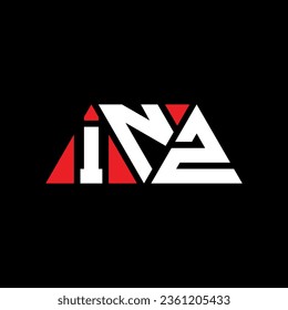 INZ triangle letter logo design with triangle shape. INZ triangle logo design monogram. INZ triangle vector logo template with red color. INZ triangular logo Simple, Elegant, and Luxurious design.