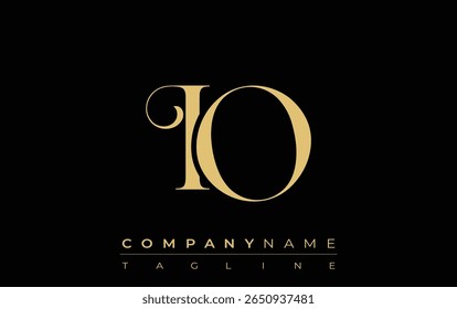 IO Abstract logotipo de joia criativa. Um logotipo elegante com iniciais de monograma dourado em uma tipografia elegante e moderna, perfeito para a marca
