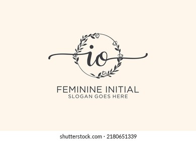 IO beauty monogram and elegant logo design handwriting logo of initial signature, wedding, fashion, floral and botanical with creative template.