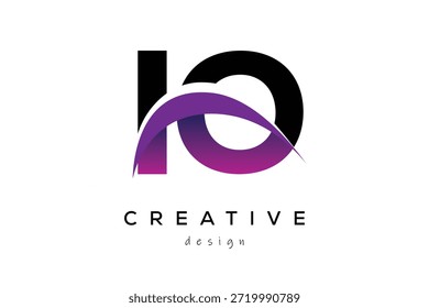 IO kreative und moderne Buchstaben Logo-Design mit kreativen lila Welle abstrakte Latter Logo Konzept.
