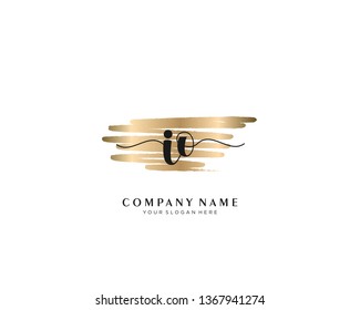 IO initial handwriting logo with brush gold color template vector