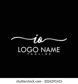 IO Initial Handwriting Logo Design Vector