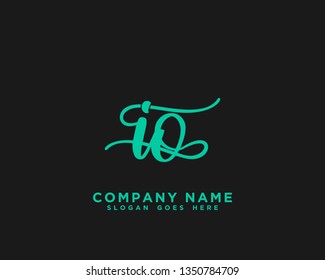 IO Initial Handwriting Logo Vector