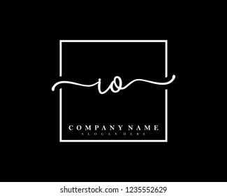 IO Initial handwriting square minimalist logo vector