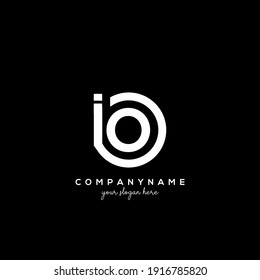 IO Initial letter logo inside circle shape inside rounded black monogram
