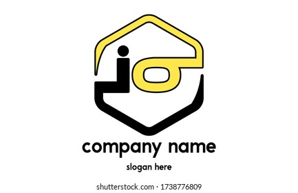 IO Initial Letter Monogram Modern logo template.IO letter logo.