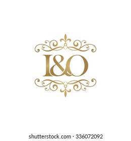 I&O Initial logo. Ornament ampersand monogram golden logo