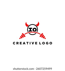 IO initial monogram for fitnes or gym logo with devil style design