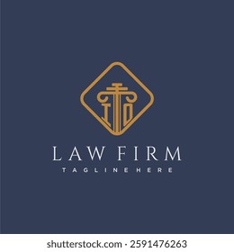 IO initial monogram logo for lawfirm with pillar in creative square design