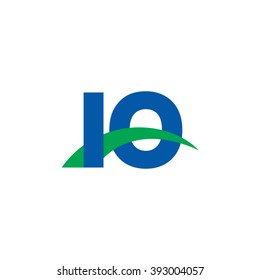 IO initial overlapping swoosh letter logo blue green