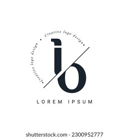 io Letter Logo Design with a Creative Cut. Creative logo design