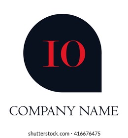  IO Letters red , Abstract black background logo, Design identity in shape, Alphabet letter