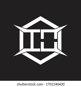 Monograma de logotipo de E/S con plantilla de diseño de forma hexagonal y de cuatro ejes