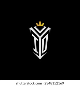 IO monogram logo initial for shield  crown style design