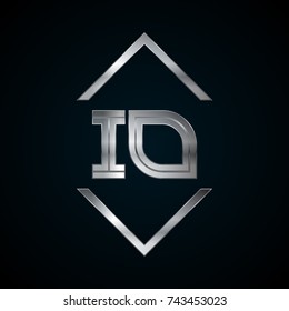 IO Monogram, Metal Logo, Silver Logo