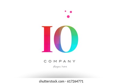 IO I O creative rainbow colors colored artistic alphabet company letter logo design vector icon template