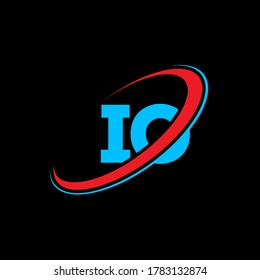 Diseño del logotipo de la carta E/S. Letra inicial del logotipo monograma superior del círculo I vinculado a E/S rojo y azul. logotipo de E/S, diseño de E/S. Io, yo o