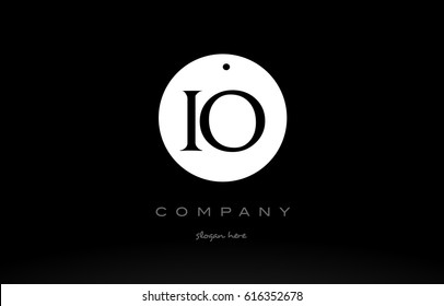 IO I O simple black white circle background alphabet company logo design vector icon template