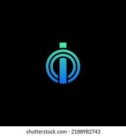 IO or OI monogram logo with inline accent - blue green.