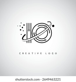 IO Orbit Monogram Logo – Futuristic Minimal Letter mark with Circular Line Art, Tech-Inspired Dots and Space Motion Concept for Modern Branding Identity