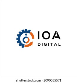 IOA digital technology modern logo design