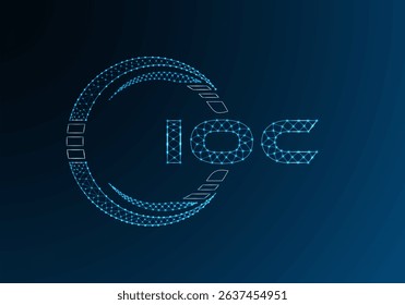 IOC low poly letter logo vector design. IOC lower poly logo design. Low poly logo.