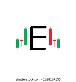 iocn logo letter e candle trading vector design