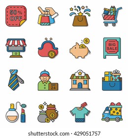 iocn set shopping vector