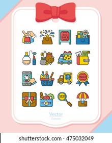 iocn set shopping vector