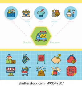 iocn set shopping vector